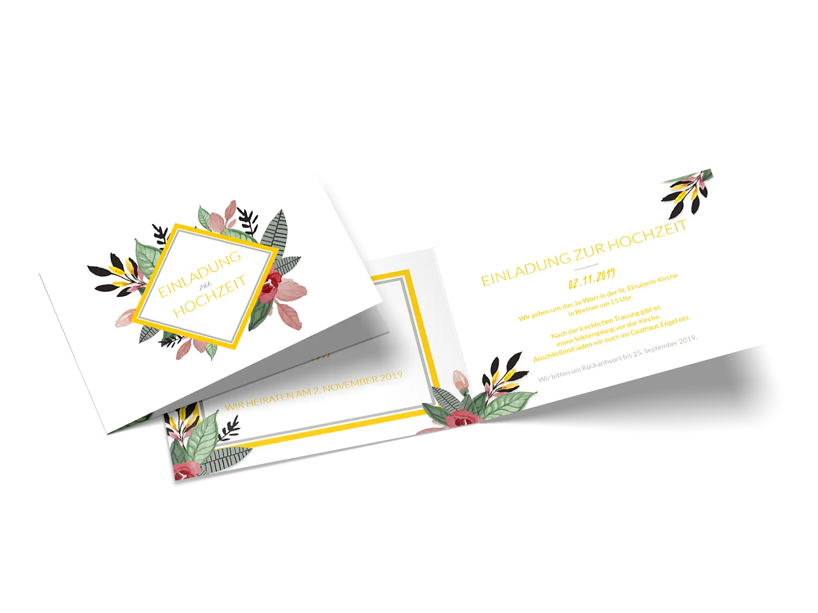 Hochzeitseinladung "Blumengedeck"