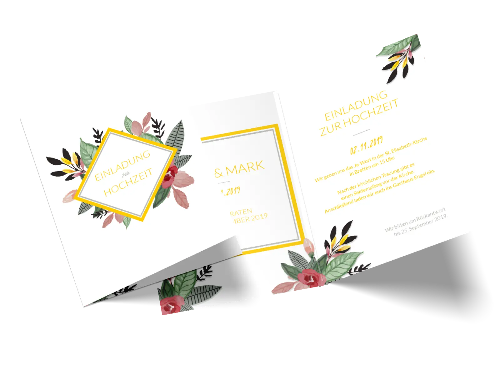 Hochzeitseinladung "Blumengedeck"