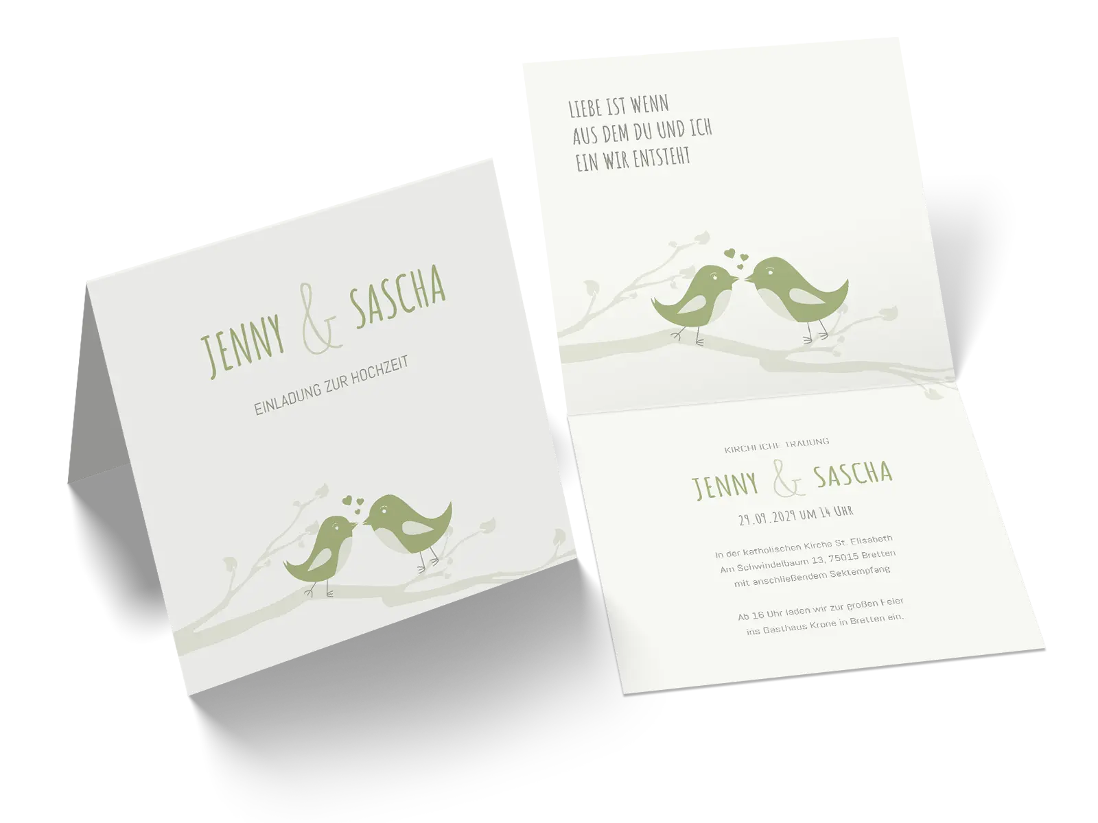 Hochzeitseinladung "Birds in love"