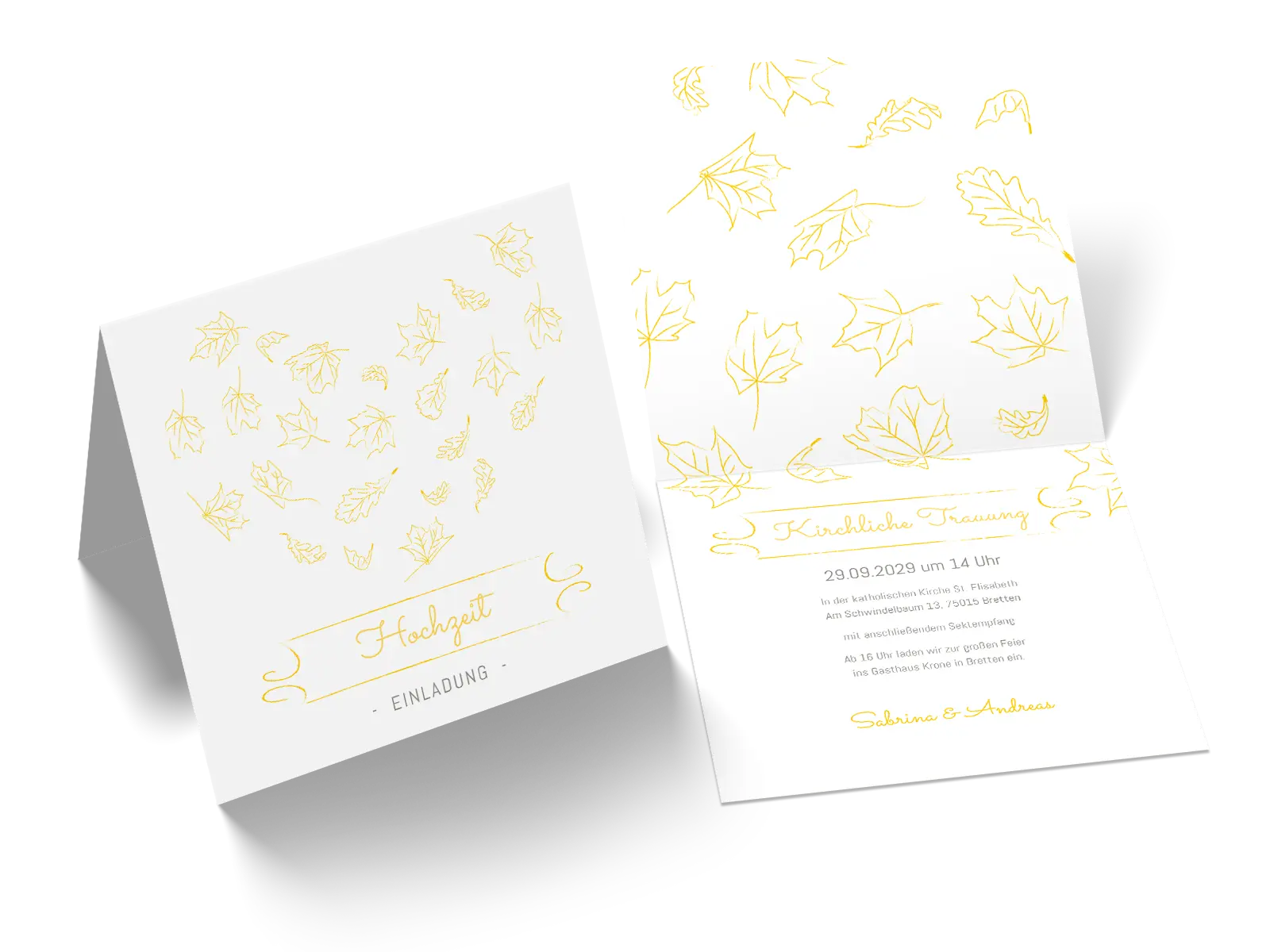 Hochzeitseinladung "Blätterherz"