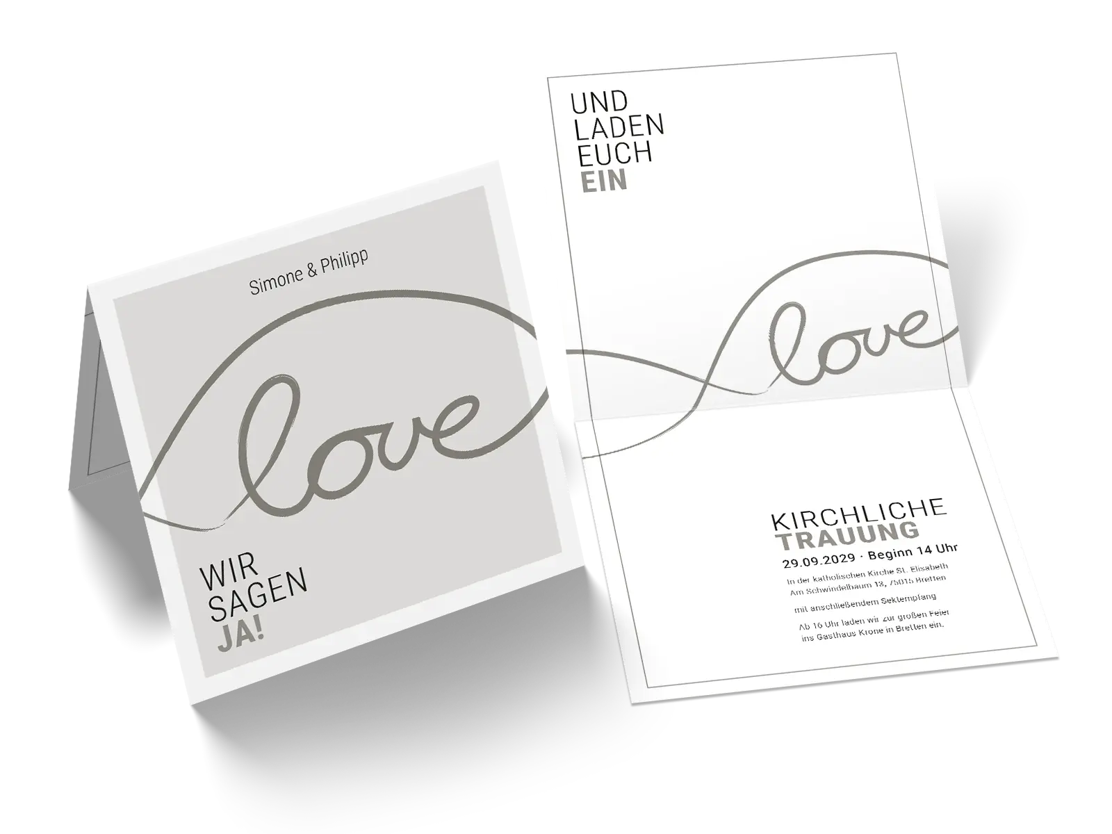 Hochzeitseinladung "Ja zur Liebe"