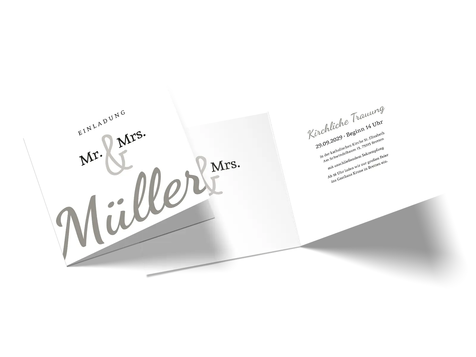 Hochzeitseinladung "Mr and Mrs"