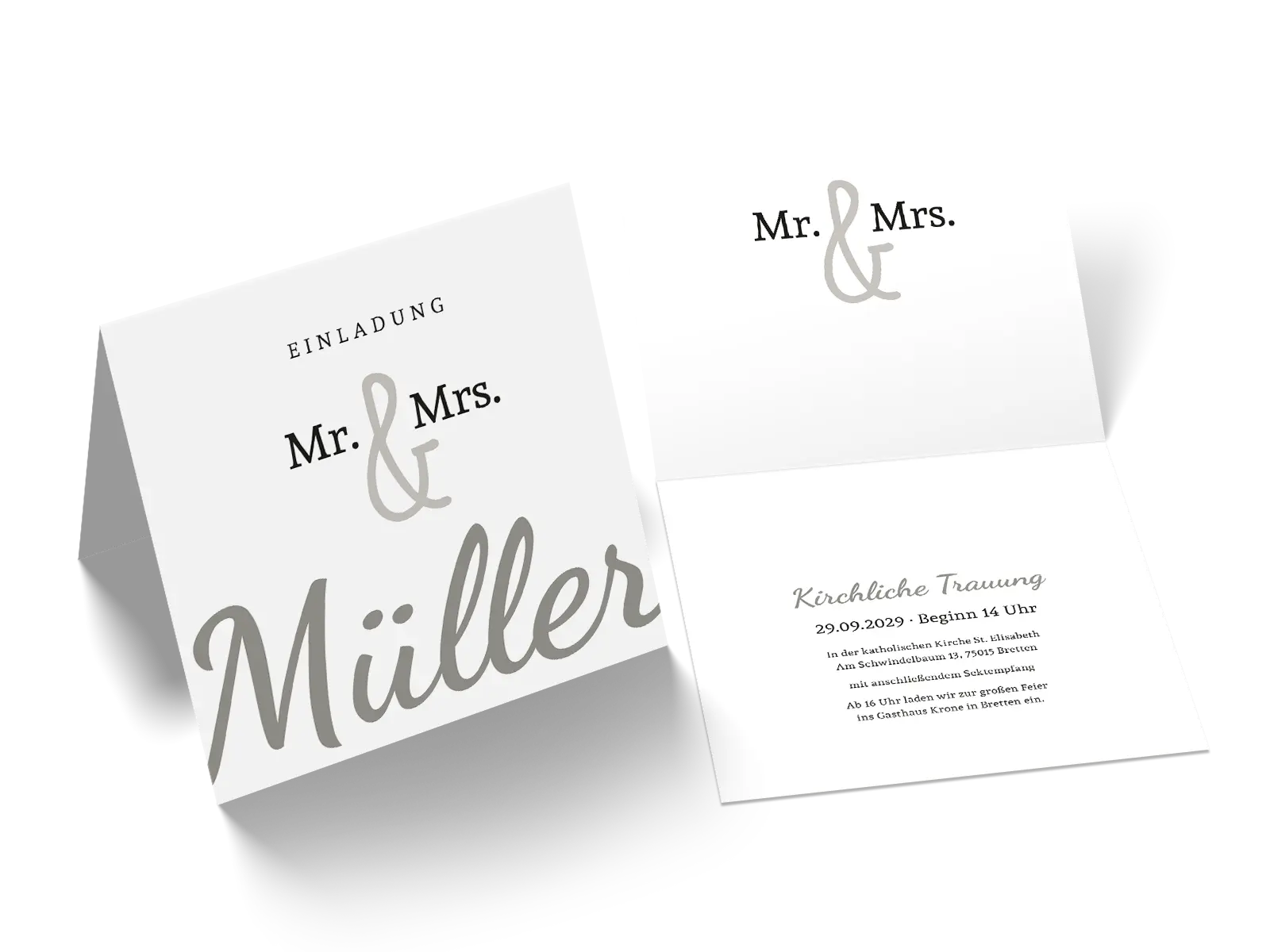 Hochzeitseinladung "Mr and Mrs"