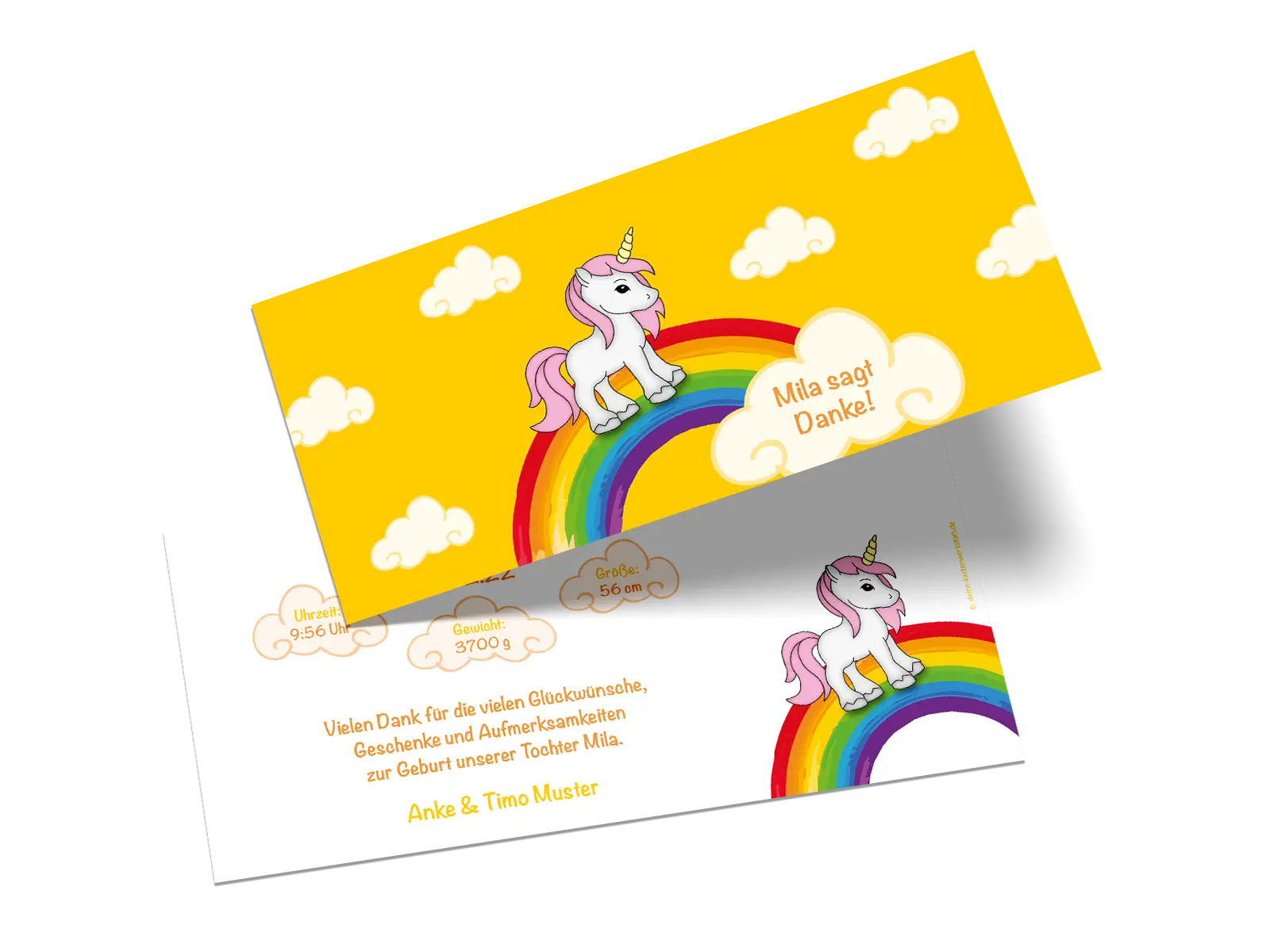 Danksagungskarte zur Geburt "Unicorn"