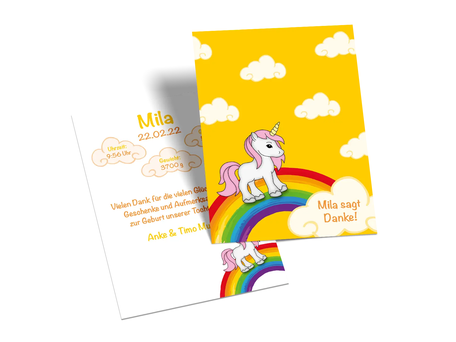Danksagungskarte zur Geburt "Unicorn"