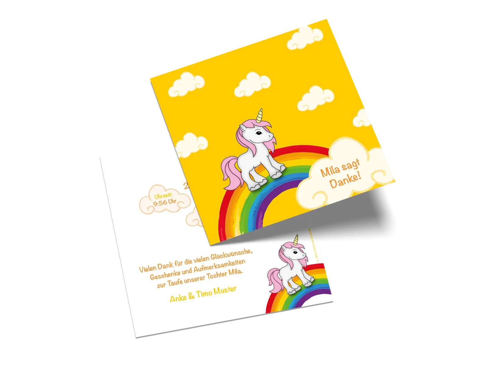 Danksagungskarte zur Taufe "Unicorn"