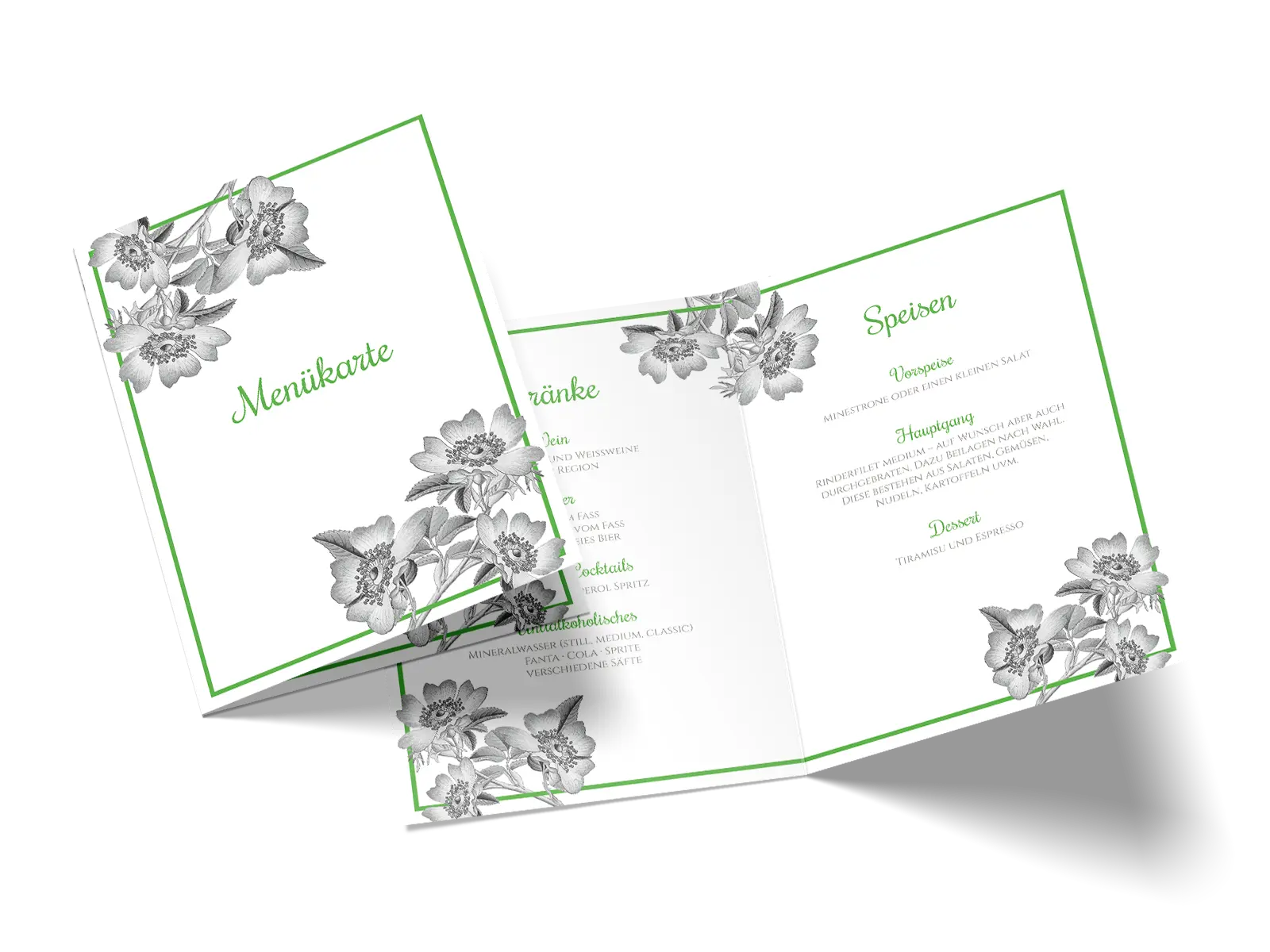Menükarte "Timeless Flowers" – Geburtstag