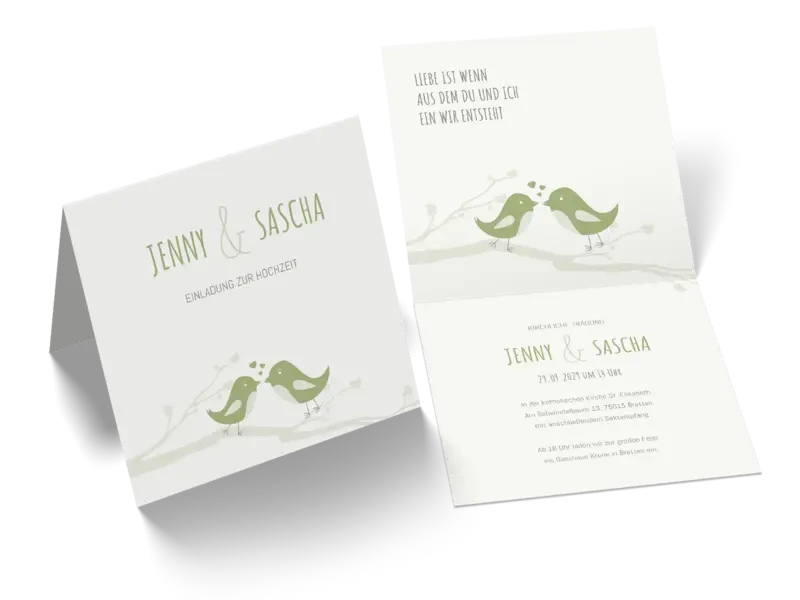 Hochzeitseinladung "Birds in love"