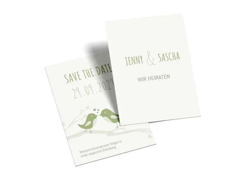 Save-the-Date-Karte "Birds in love"