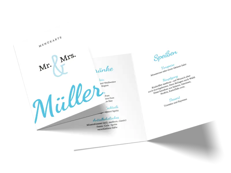 Menükarte "Mr and Mrs"