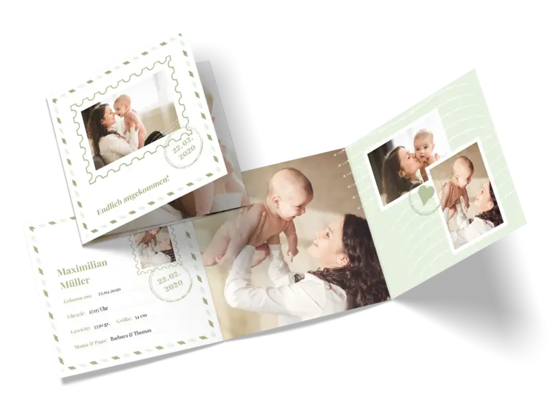 Quadratische Doppelklappkarte quer