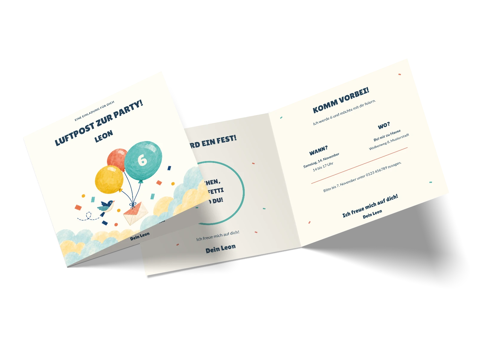 Kindergeburtstagseinladung „Luftpost zur Party“
