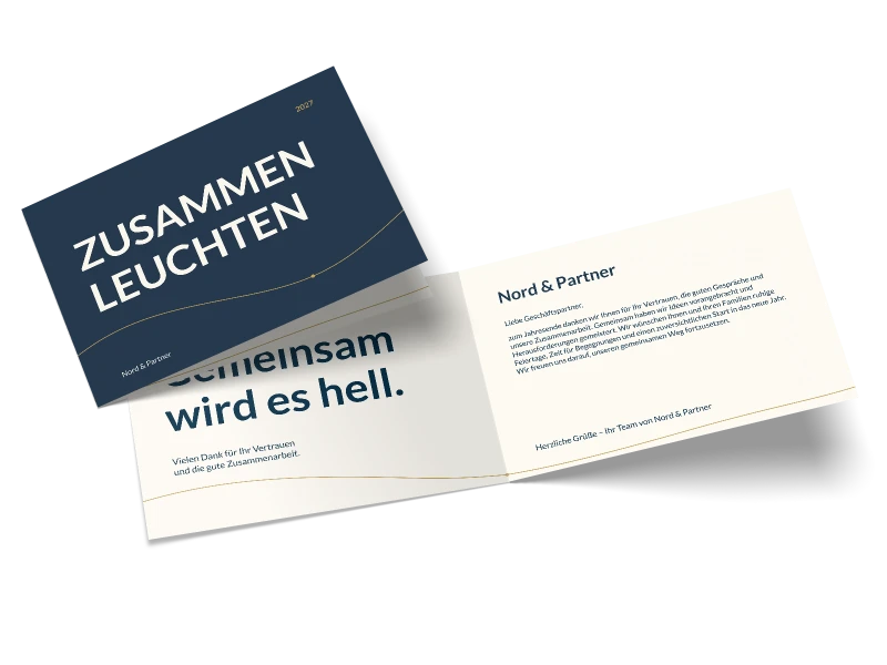 Geschäftliche Weihnachtskarte „Zusammen leuchten“