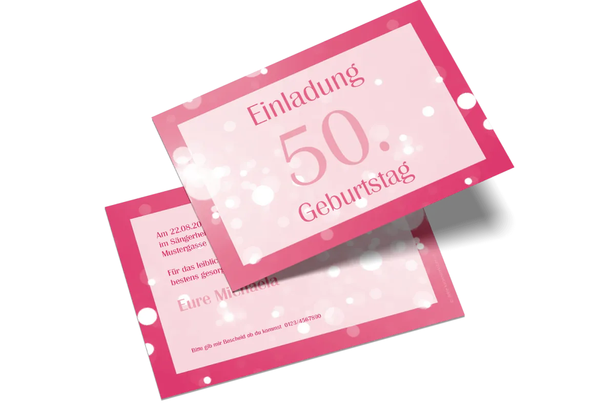 Geburtstagseinladung Bokeh mit festlicher Farbfläche und gut abgesetztem Textbereich