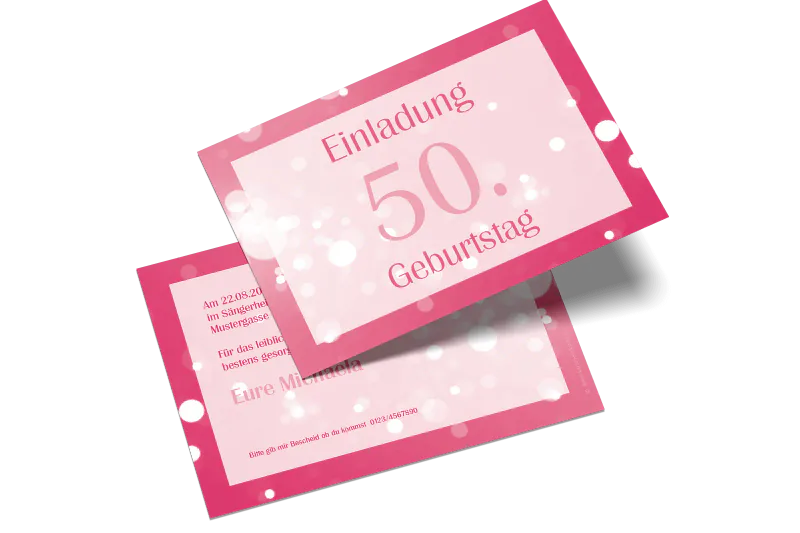 Geburtstagseinladung Bokeh mit festlicher Farbfläche und gut abgesetztem Textbereich
