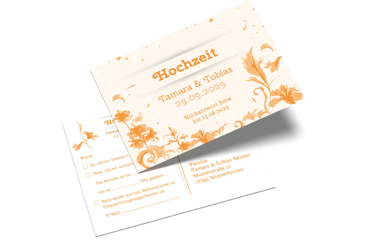 Antwortkarte Floral Love als Ergänzung zur Hochzeitseinladung