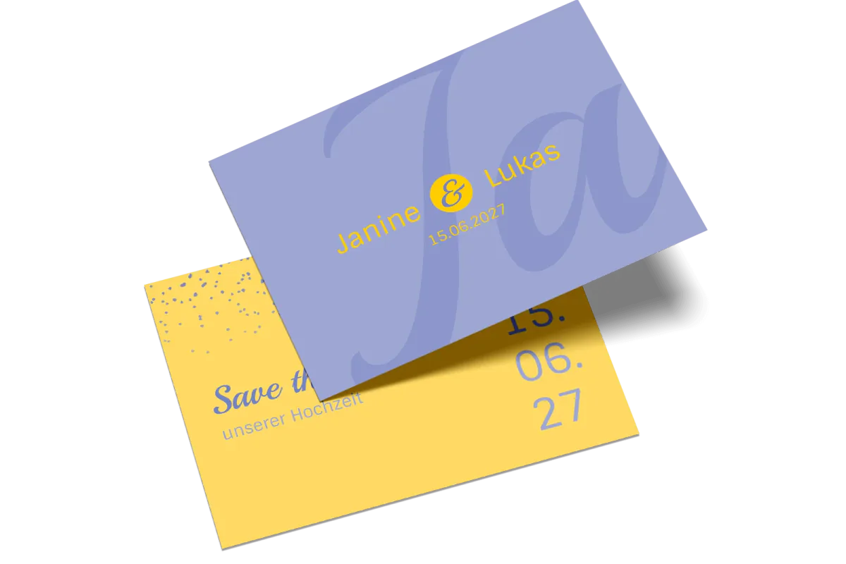 Save-the-Date-Karte Sag ja im Querformat mit floraler Rahmengestaltung