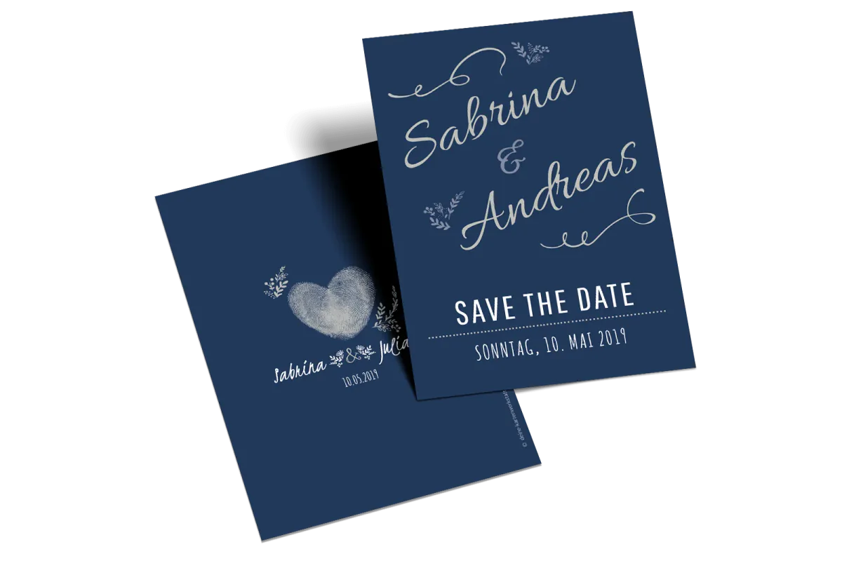 Hochformatige Save-the-Date-Karte Ornament mit zentral hervorgehobenem Datum