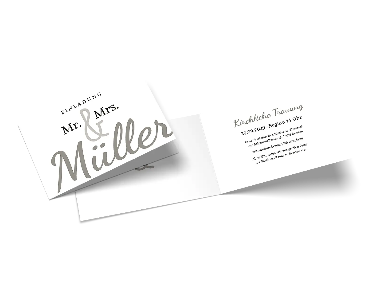 Hochzeitseinladung "Mr and Mrs"