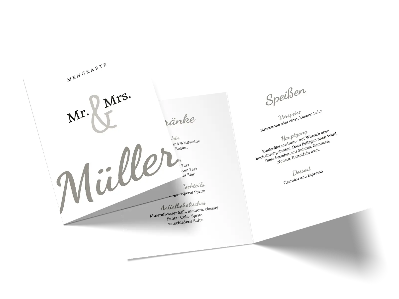 Menükarte "Mr and Mrs"