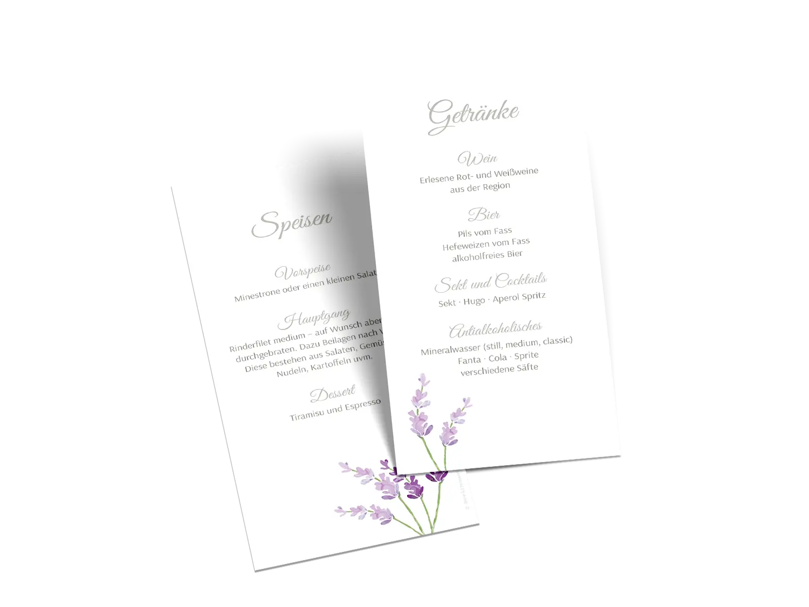 Menükarte "Lavendel" – Geburtstag