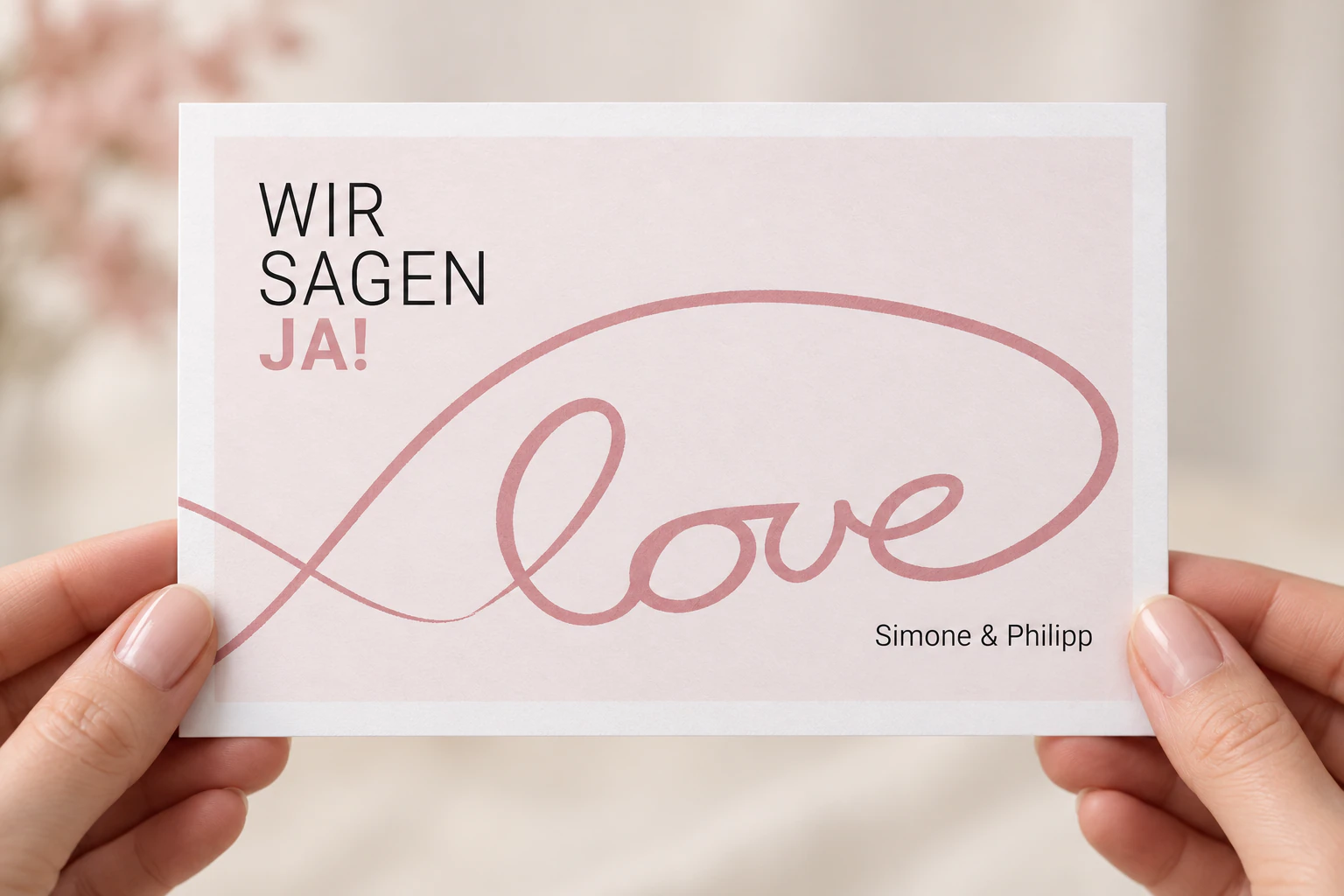 Feinpapier weiß mit gedrucktem Motiv Ja zur Liebe in derselben Papiervorschau