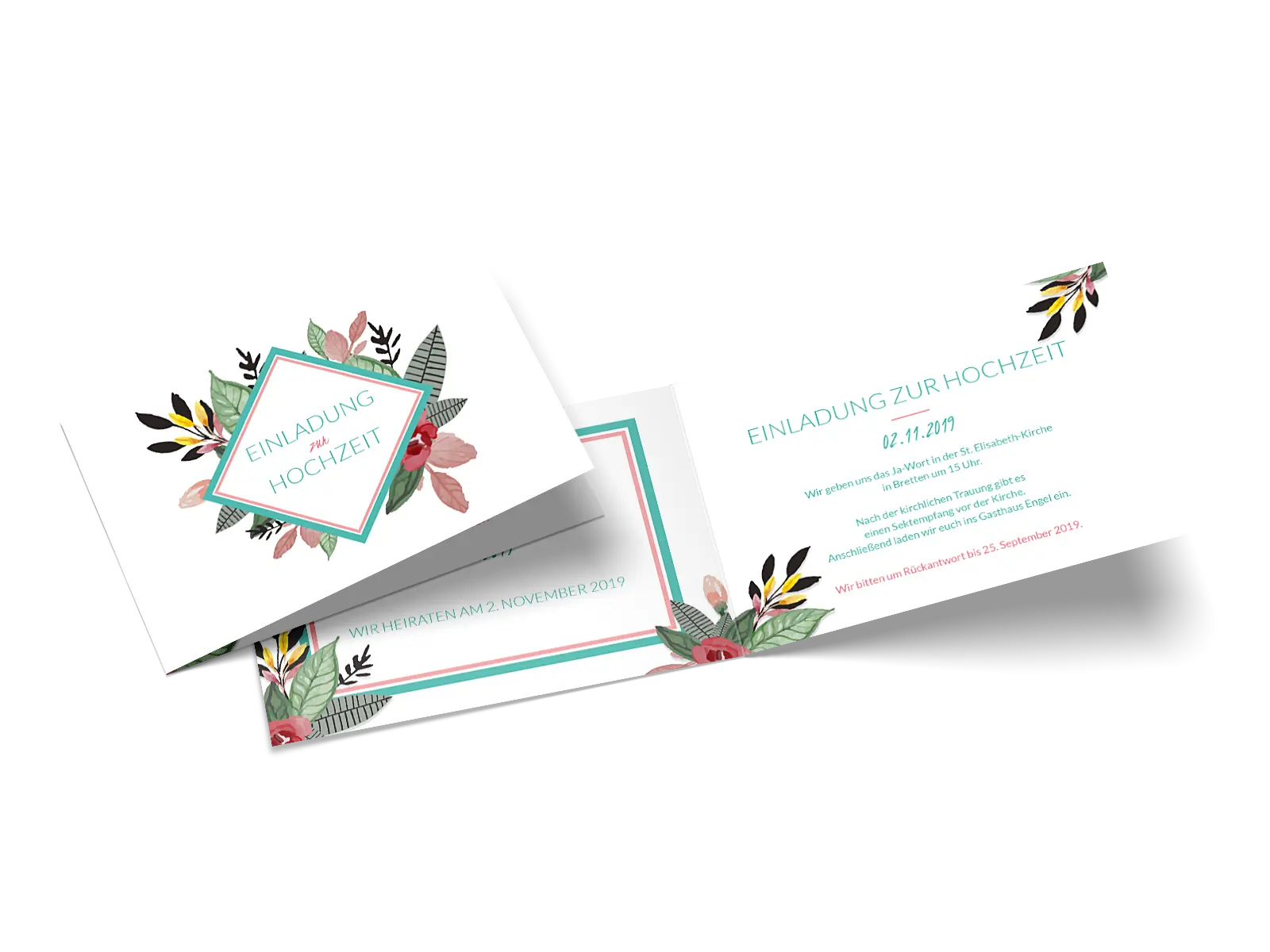 Hochzeitseinladung "Blumengedeck"