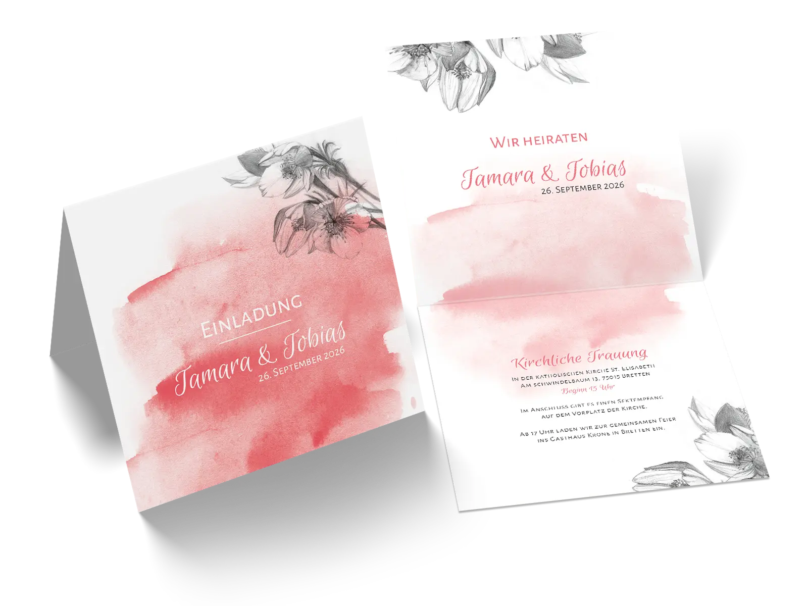 Hochzeitseinladung "Aquarell"
