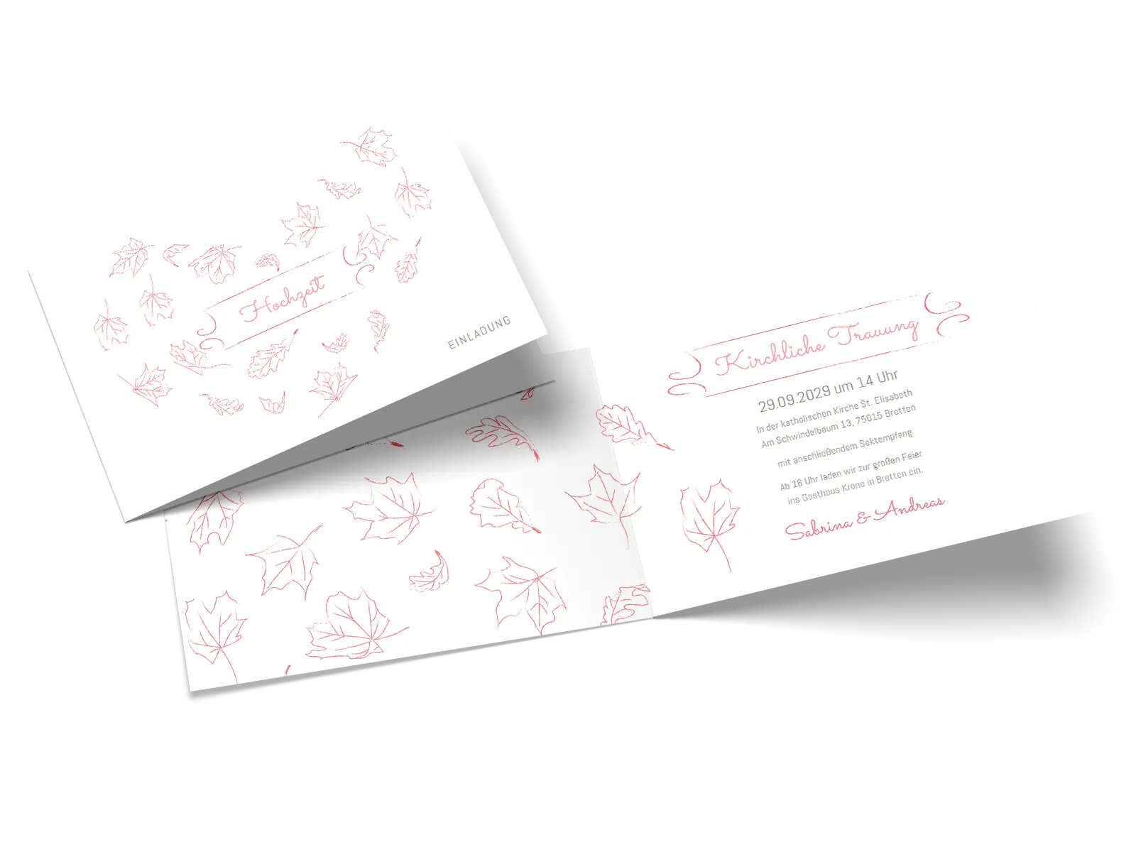 Hochzeitseinladung "Blätterherz"