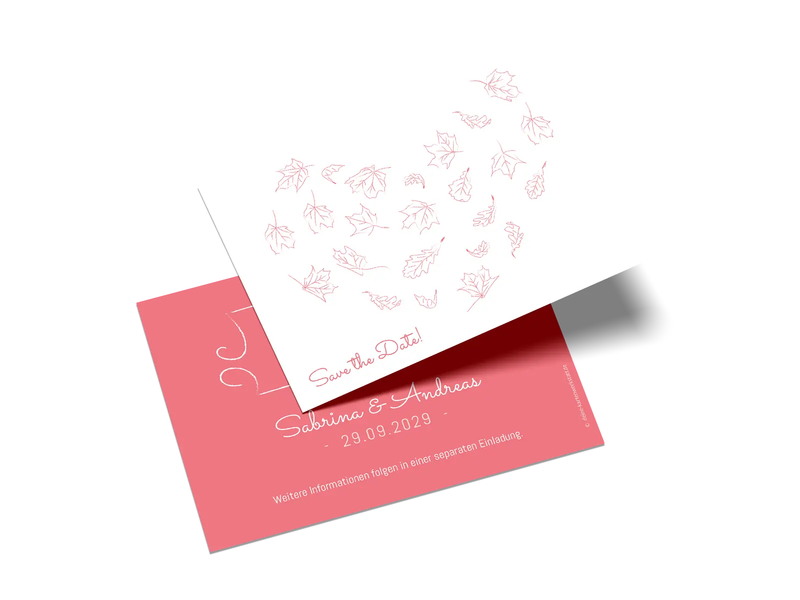 Save-the-Date-Karte "Blätterherz"