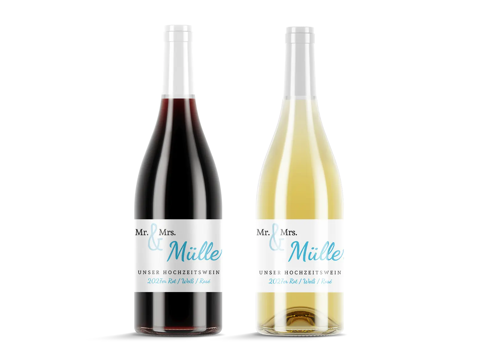 Flaschenetiketten "Mr and Mrs"