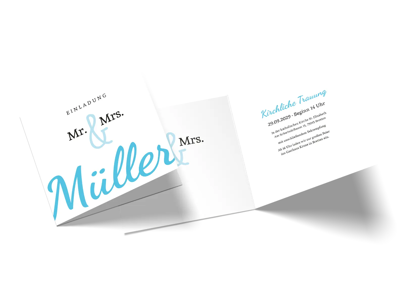 Hochzeitseinladung "Mr and Mrs"