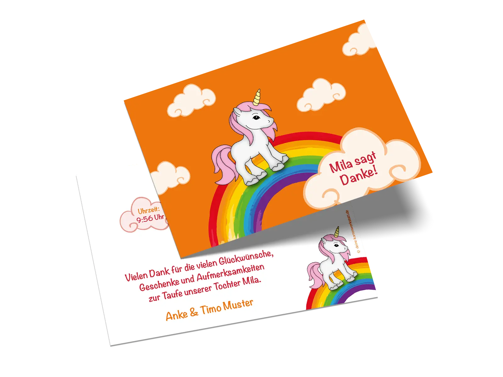 Danksagungskarte zur Taufe "Unicorn"