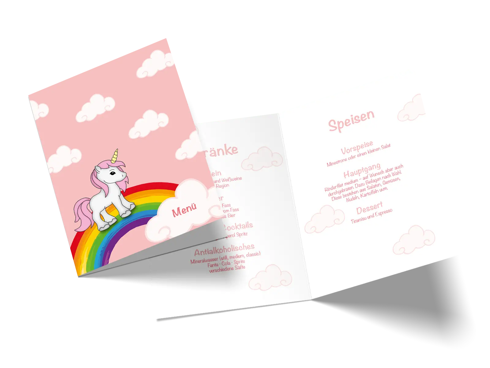 Menükarte "Unicorn" – Geburtstag