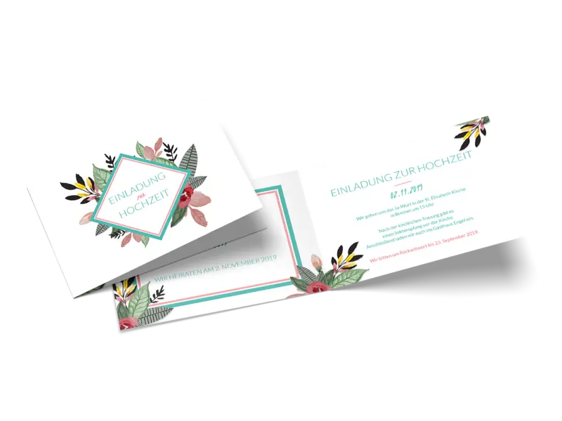 Hochzeitseinladung "Blumengedeck"