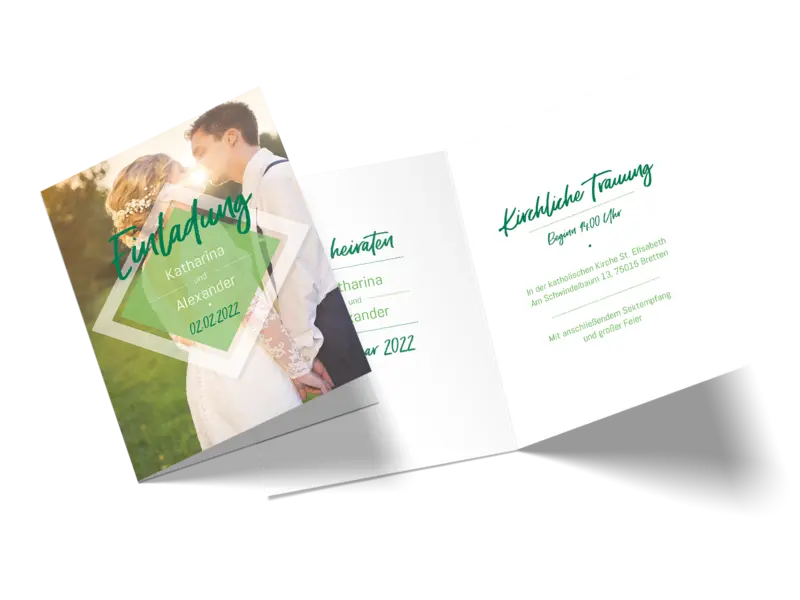 Hochzeitseinladung "Liebe im Quadrat"