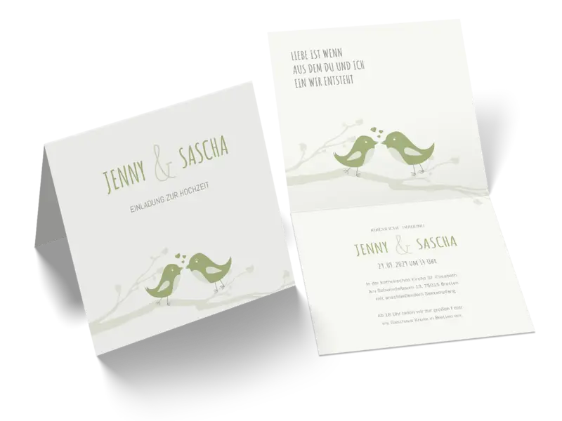 Hochzeitseinladung "Birds in love"