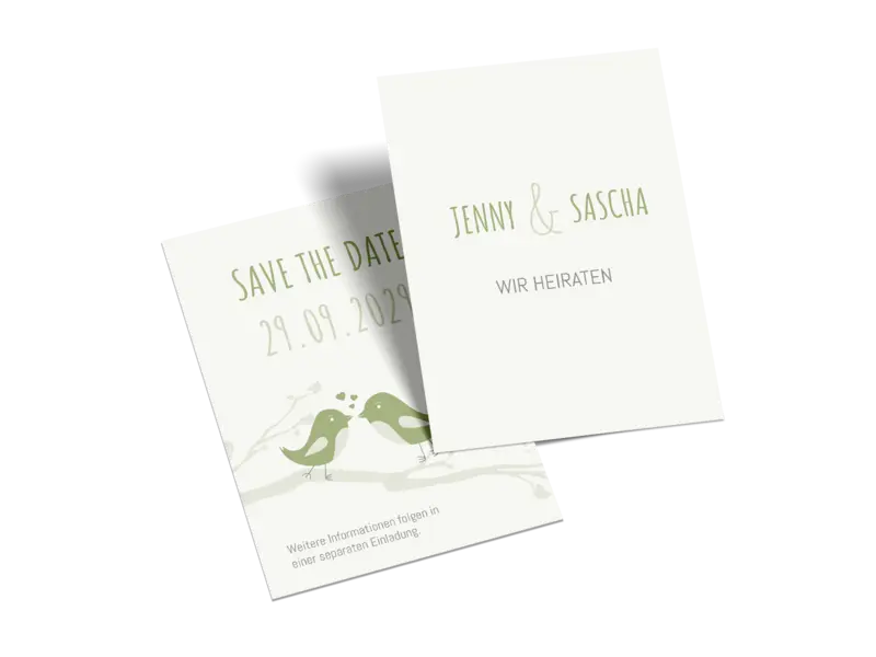 Save-the-Date-Karte "Birds in love"