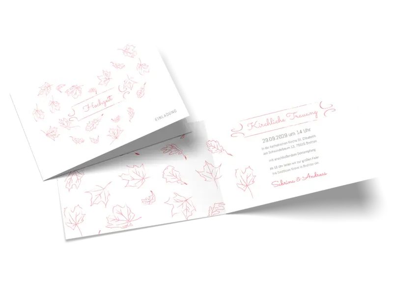 Hochzeitseinladung "Blätterherz"