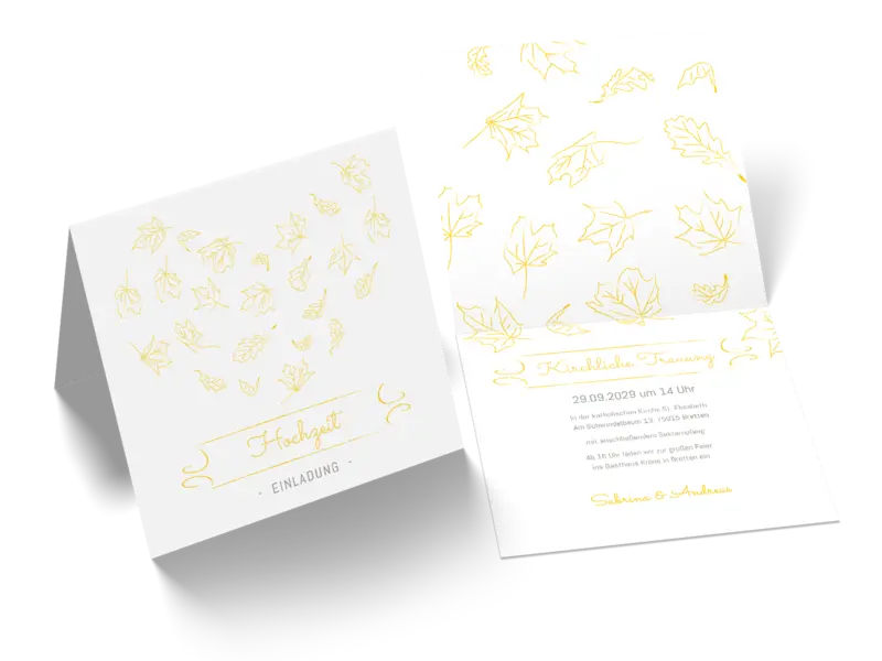 Hochzeitseinladung "Blätterherz"