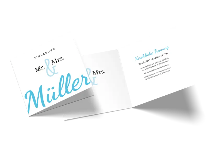 Hochzeitseinladung "Mr and Mrs"