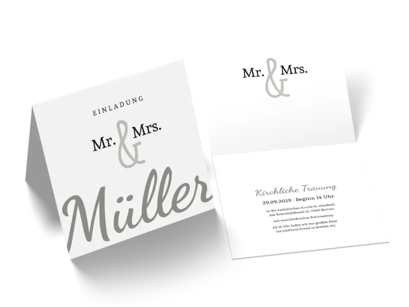 Hochzeitseinladung "Mr and Mrs"
