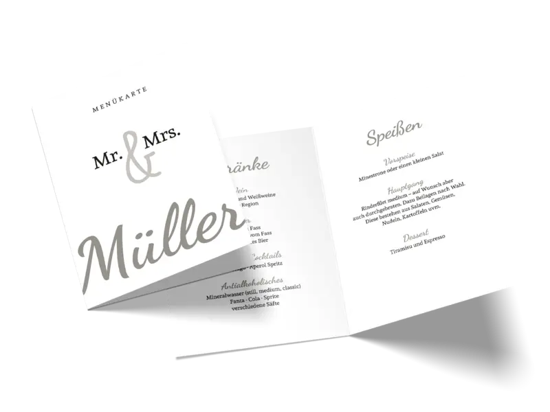 Menükarte "Mr and Mrs"