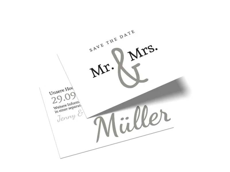 Save-the-Date-Karte "Mr and Mrs"