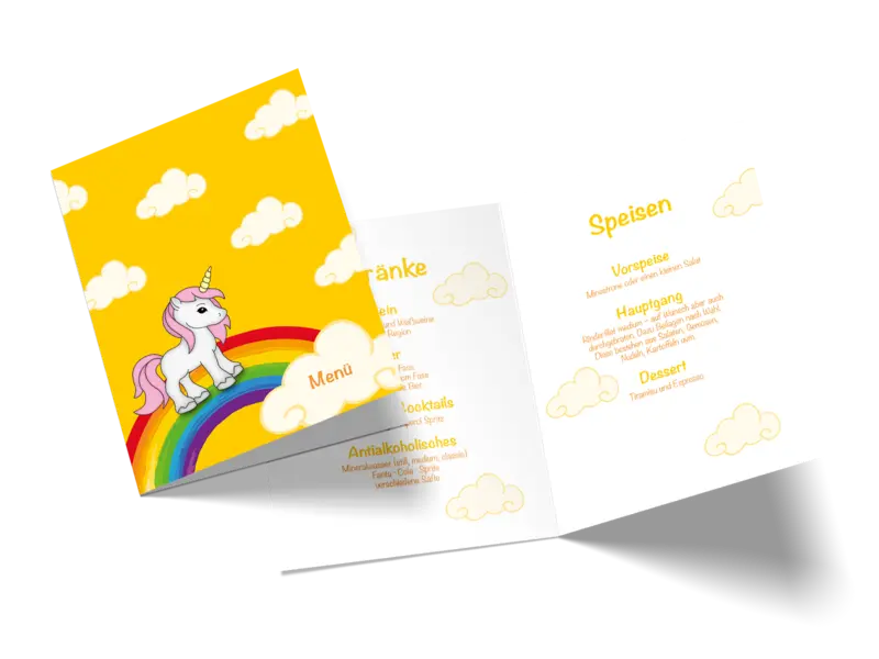Menükarte "Unicorn" – Geburtstag