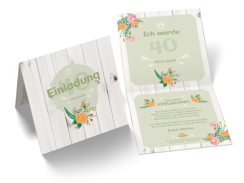 Geburtstagseinladung "Hölzern"