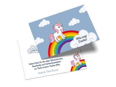 Danksagungskarte zur Taufe "Unicorn"